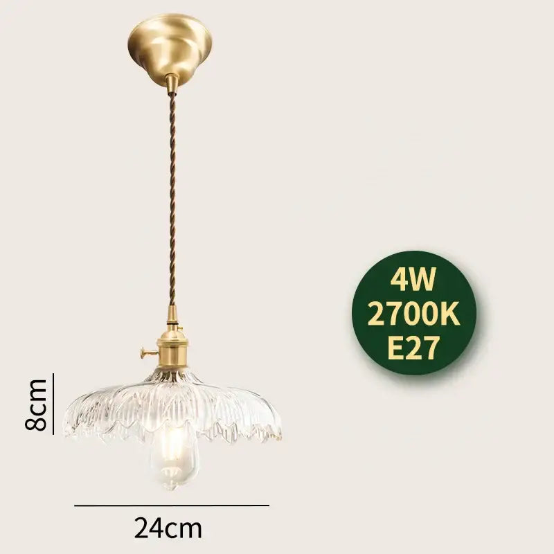 Brass-finished pendant light with clear fluted glass shade and twisted cord vintage kitchen light fixture decorbites glass lamp