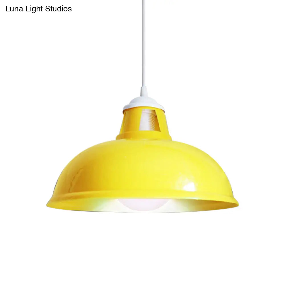 Vintage Coin Pattern Pendant Light with Acrylic Shade - 1 Bulb Ceiling Fixture for Restaurant (Red/Yellow/Green)