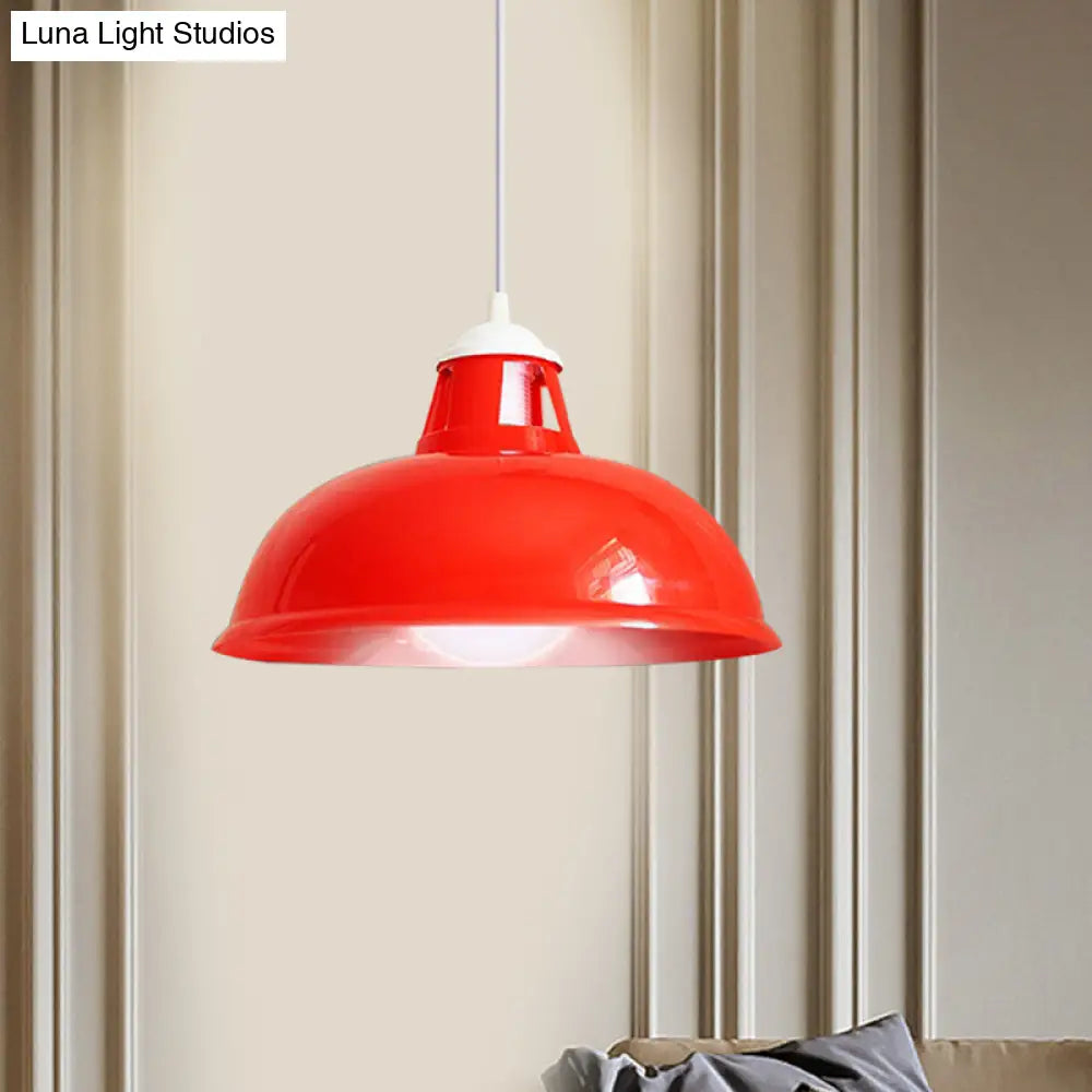 Vintage Coin Pattern Pendant Light with Acrylic Shade - 1 Bulb Ceiling Fixture for Restaurant (Red/Yellow/Green)