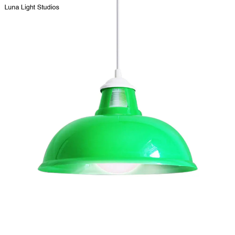 Vintage Coin Pattern Pendant Light with Acrylic Shade - 1 Bulb Ceiling Fixture for Restaurant (Red/Yellow/Green)