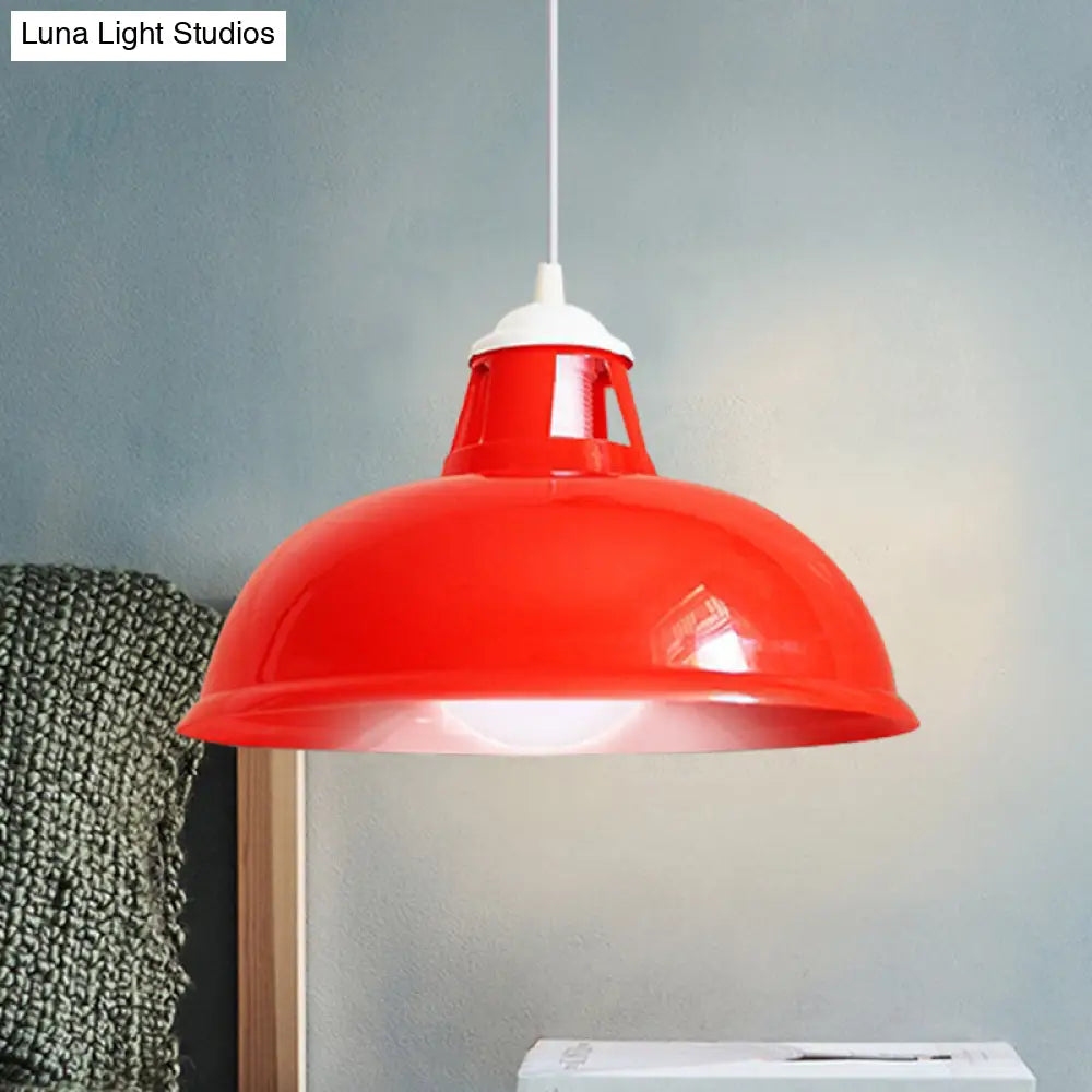 Vintage Coin Pattern Pendant Light with Acrylic Shade - 1 Bulb Ceiling Fixture for Restaurant (Red/Yellow/Green)
