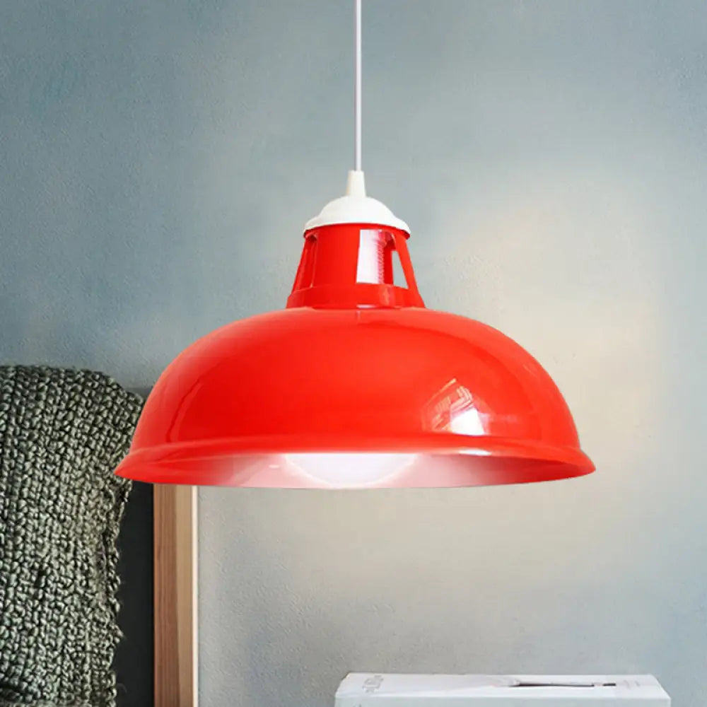 Vintage Coin Pattern Pendant Light with Acrylic Shade - 1 Bulb Ceiling Fixture for Restaurant (Red/Yellow/Green)