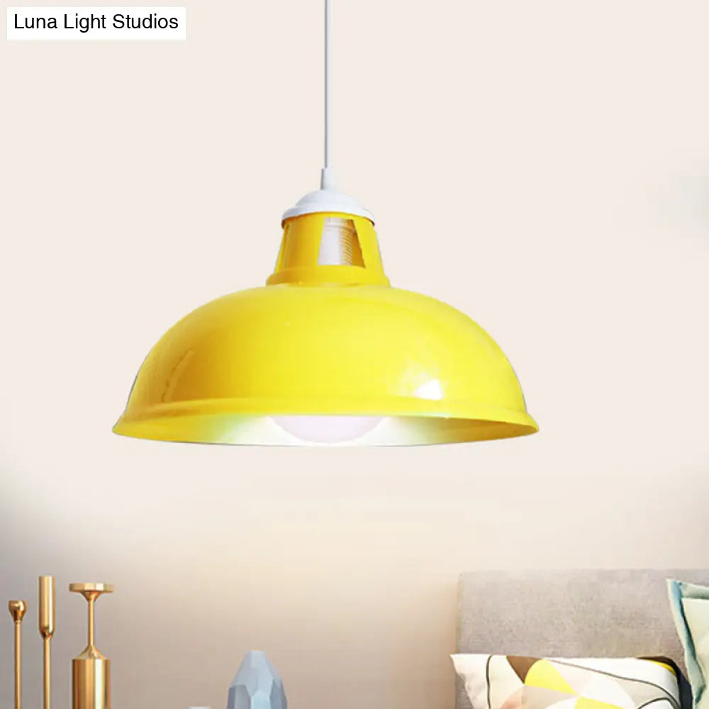 Vintage Coin Pattern Pendant Light with Acrylic Shade - 1 Bulb Ceiling Fixture for Restaurant (Red/Yellow/Green)