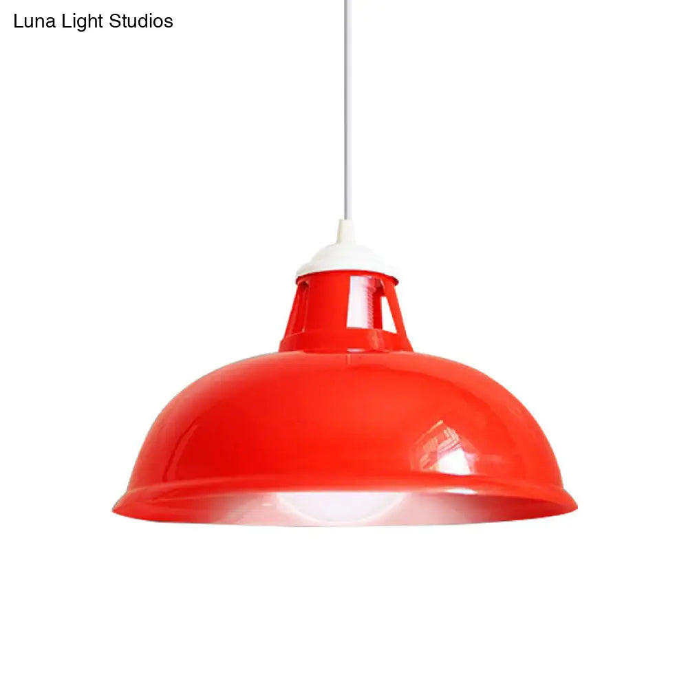 Vintage Coin Pattern Pendant Light with Acrylic Shade - 1 Bulb Ceiling Fixture for Restaurant (Red/Yellow/Green)