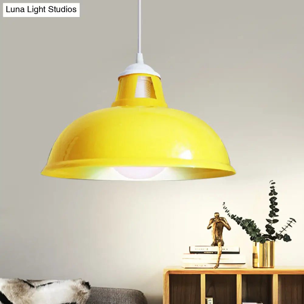 Vintage Coin Pattern Pendant Light with Acrylic Shade - 1 Bulb Ceiling Fixture for Restaurant (Red/Yellow/Green)