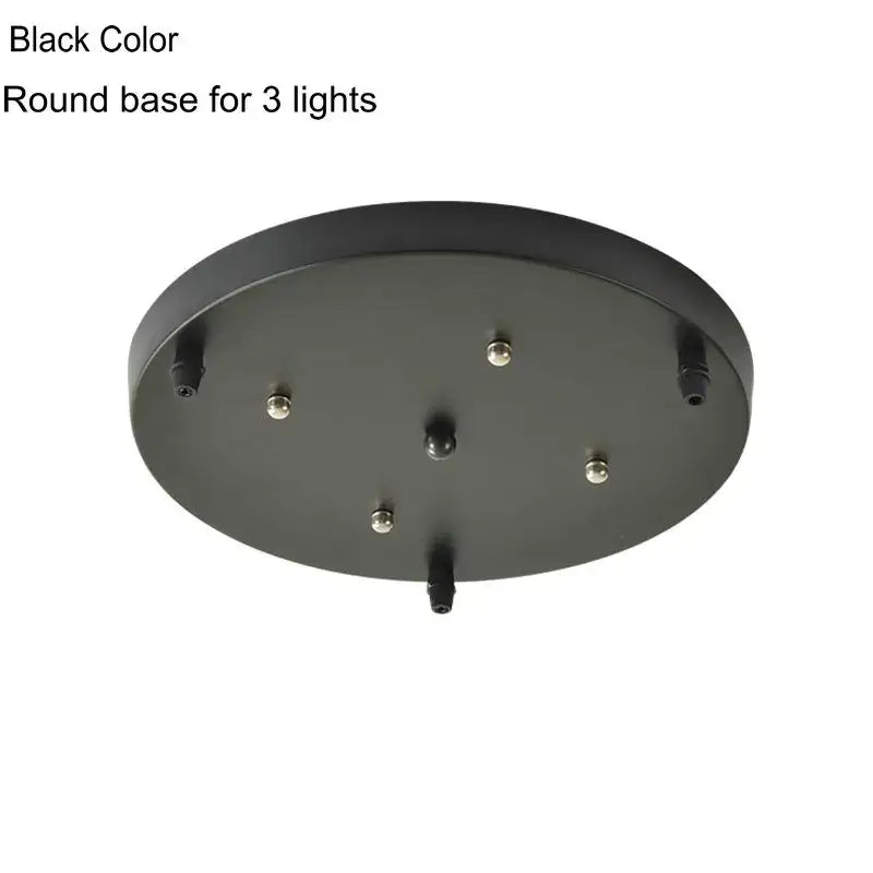 Black round ceiling light base with three mounting points for vintage colorful glass decorbites glass chandelier light