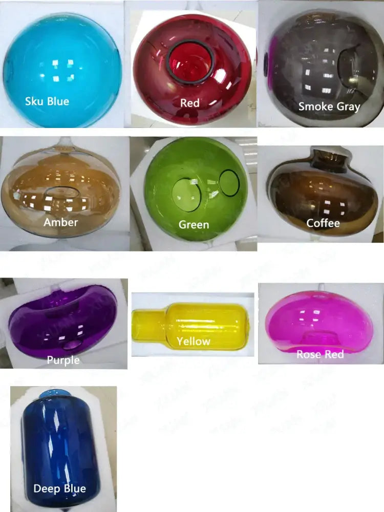 Vintage colorful glass chandelier light featuring translucent decorbites colorful glass globe shades in blue red green and purple