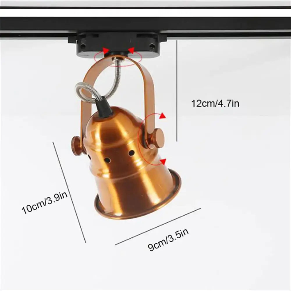 Vintage copper and black gu10 led track light with bell-shaped shade and adjustable arm for kitchen spotlight decorbites gu10 led