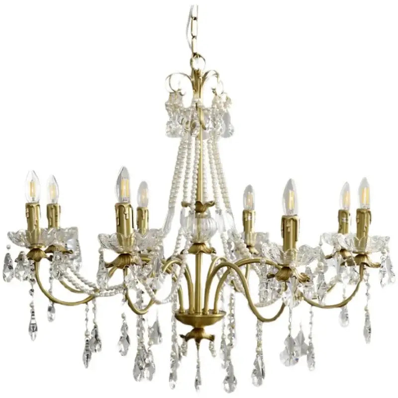 Vintage copper chandelier decorbites pendant light with gold-toned finish clear crystal droplets and floral accents