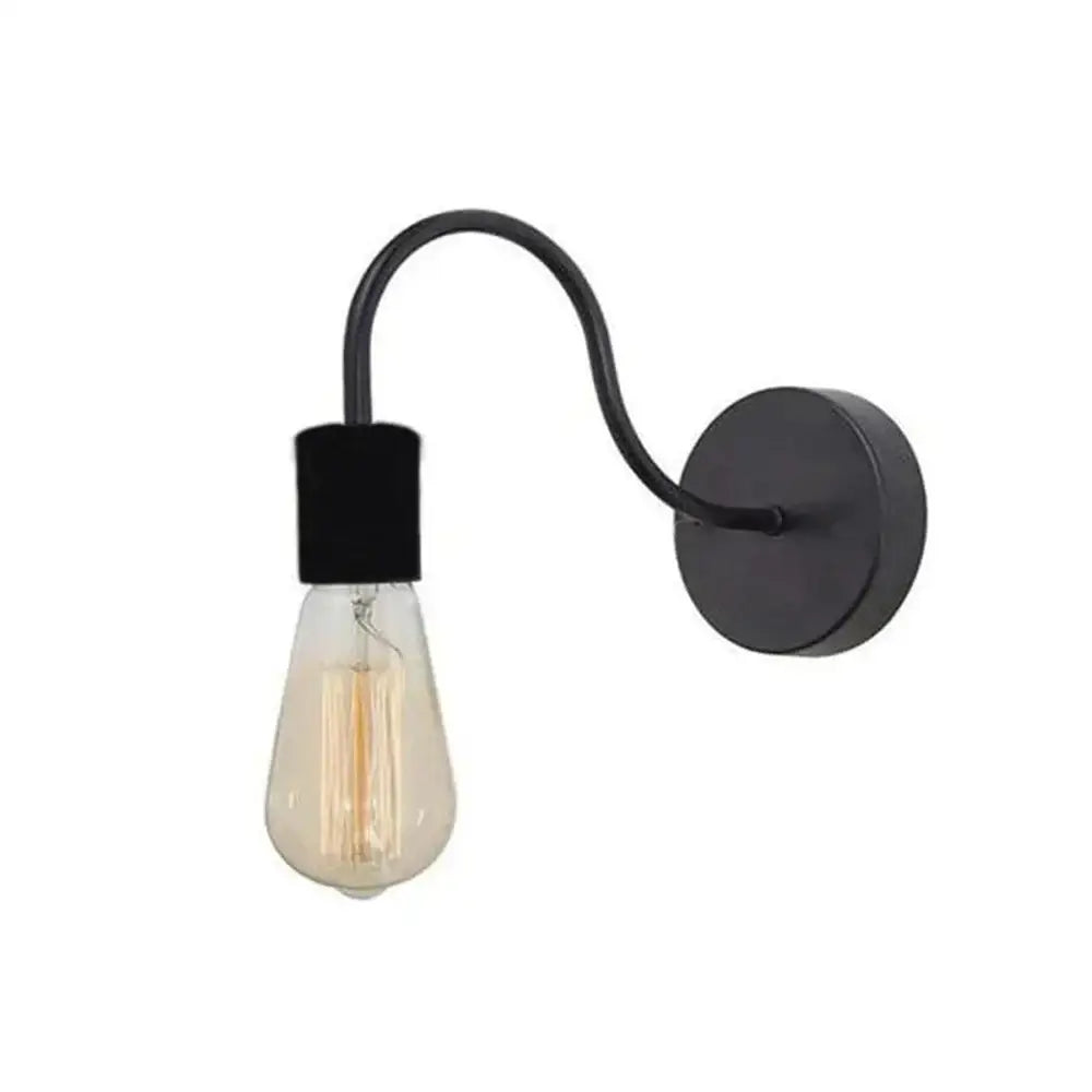 Black wrought iron cage wall sconce with decorbites iron cage guard and vintage edison bulb for bedroom lighting