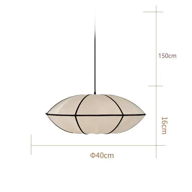 Cream-colored oval pendant lamp with black geometric trim and slender cord decorbites danish fabric pendant for dining room decor