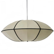 Cream-colored danish fabric pendant lamp with geometric segments and black trim for dining room decorbites pendant lamp