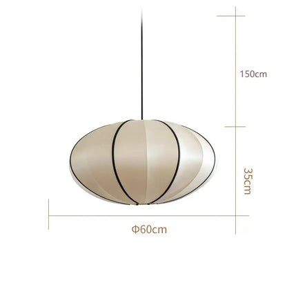 Cream-colored oval danish fabric pendant lamp with black segmented trim and sleek cord for dining room decorbites danish fabric