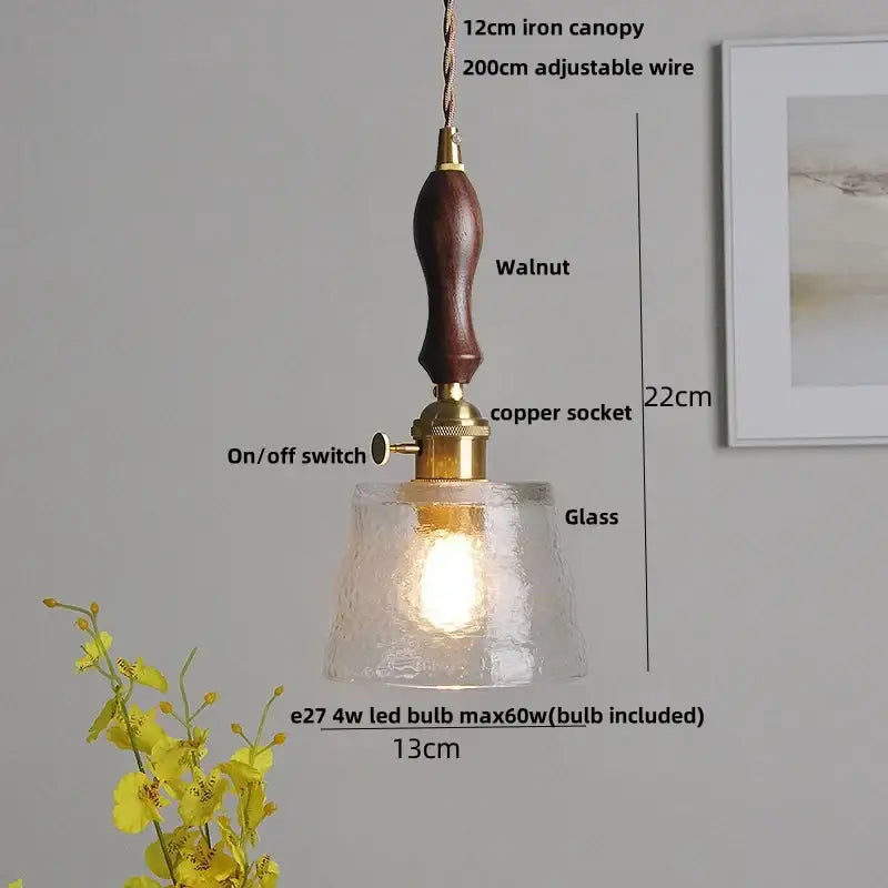 Vintage cream glass and brass adjustable led pendant light with warm-toned textured shade and walnut handle for dining room decorbites adjustable led pendant