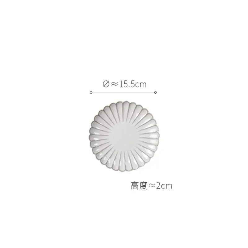White ceramic plate with delicate fluted edge 15.5 cm diameter for vintage cream scalloped dining table set