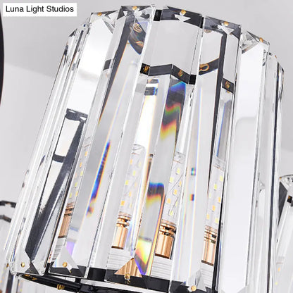 Lámpara de techo vintage de bloques de cristal - Diseño cónico con 3/6 luces colgantes para comedor en negro