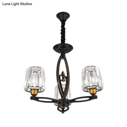 Lámpara de techo vintage de bloques de cristal - Diseño cónico con 3/6 luces colgantes para comedor en negro