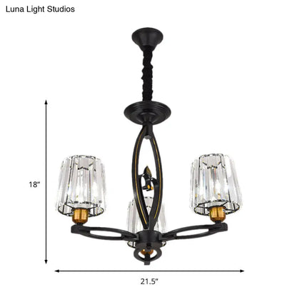 Lámpara de techo vintage de bloques de cristal - Diseño cónico con 3/6 luces colgantes para comedor en negro