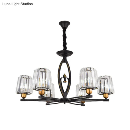 Lámpara de techo vintage de bloques de cristal - Diseño cónico con 3/6 luces colgantes para comedor en negro