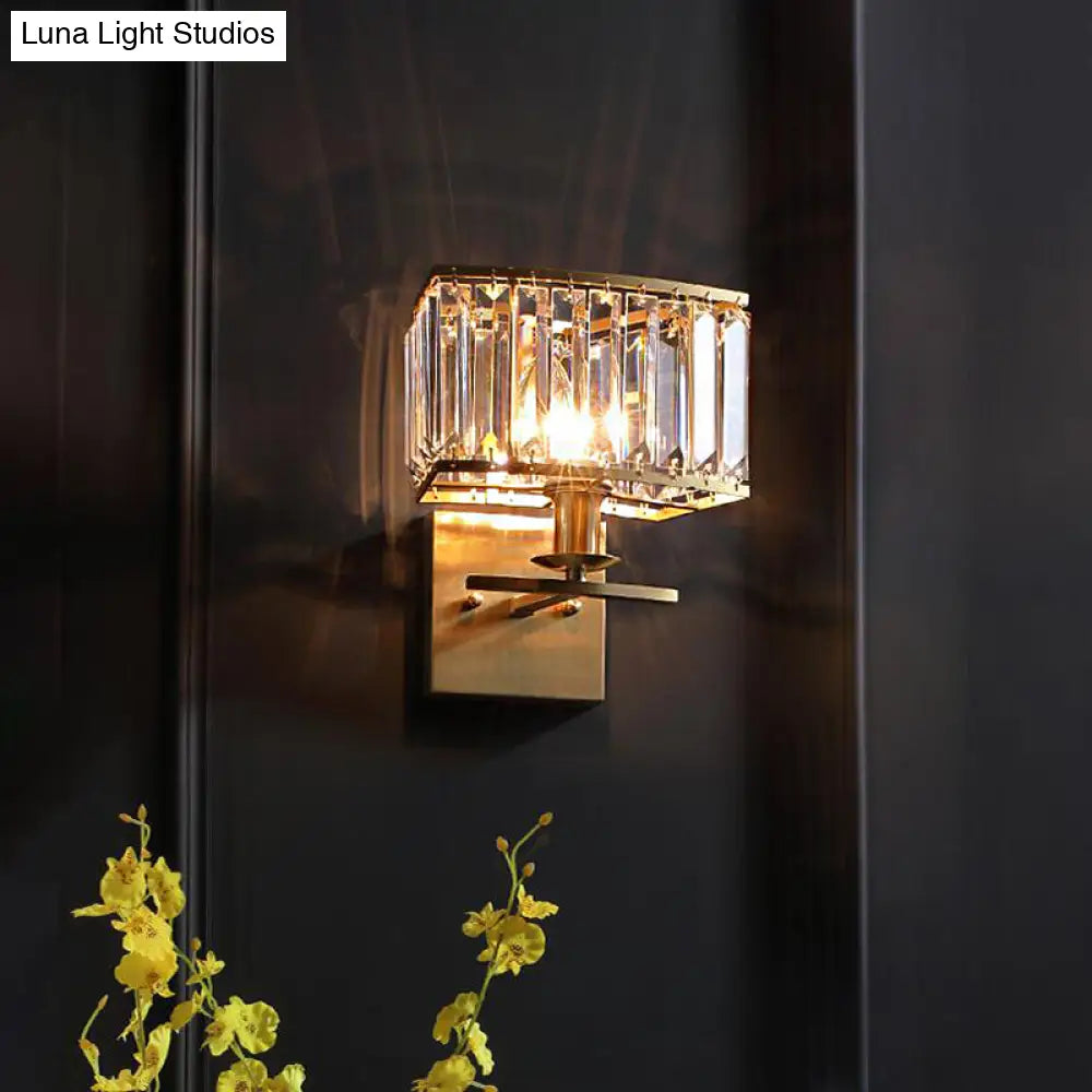 Vintage Crystal Wall Sconce with Brass Backplate