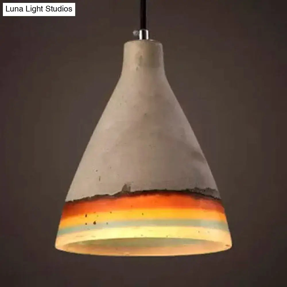 Decorbites mélodie concrete pendant light with textured off-white and dark blue light blue orange stripes for restaurant use