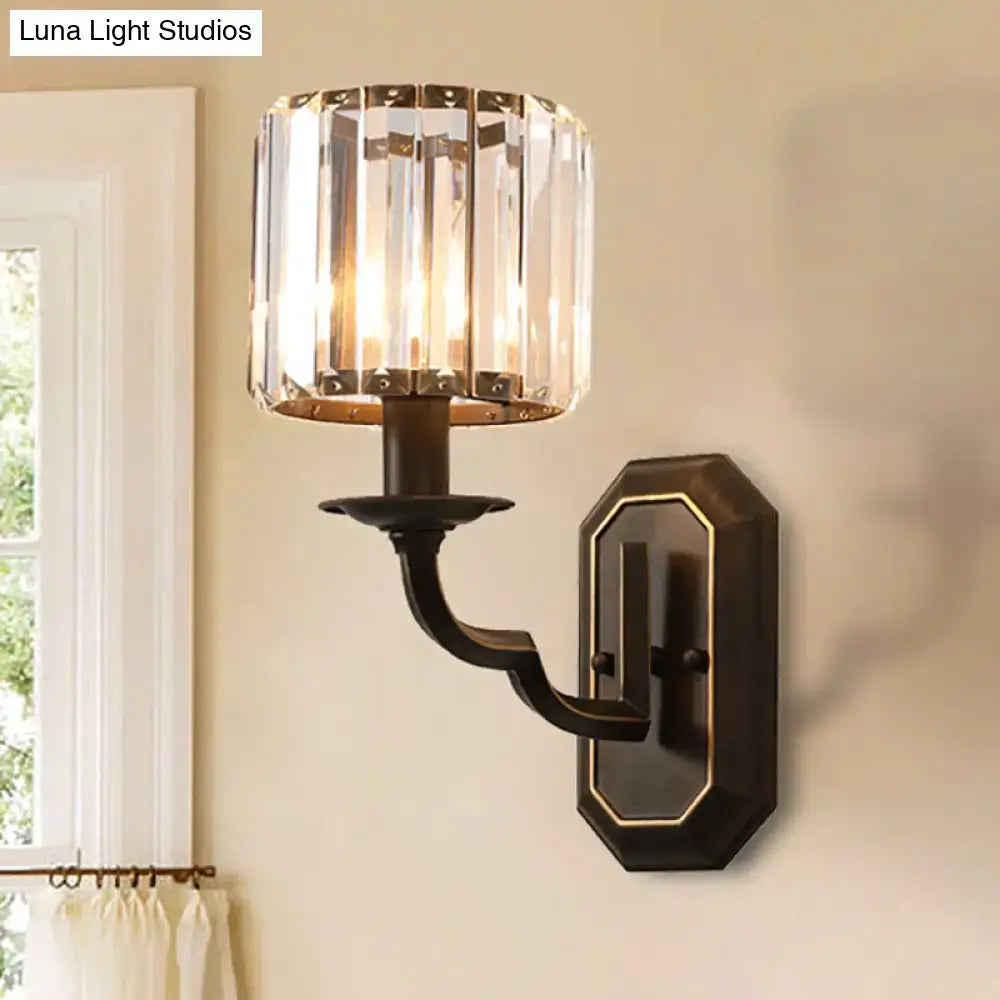 Elegant vintage dark bronze wall light with clear crystal vertical shades compatible with e12 e14 bulbs for bedroom use