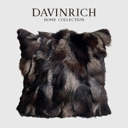 A plush vintage dark brown and black fox fur cushion cover with lighter streaks for decorbites fox fur living room decor