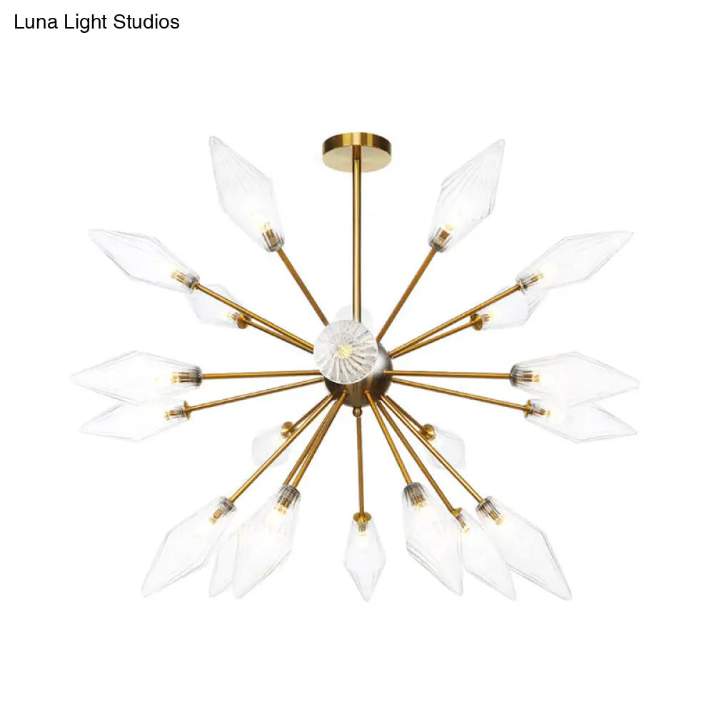 Lámpara de araña colgante vintage con forma de diamante - Cristal ámbar/transparente, 9/12/15 cabezales, barra ajustable para restaurantes