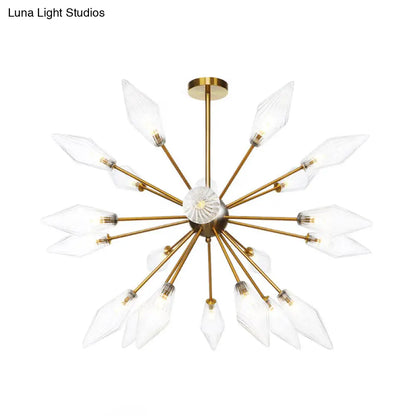 Lámpara de araña colgante vintage con forma de diamante - Cristal ámbar/transparente, 9/12/15 cabezales, barra ajustable para restaurantes