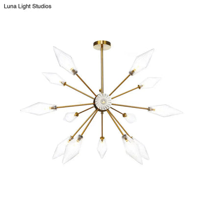 Lámpara de araña colgante vintage con forma de diamante - Cristal ámbar/transparente, 9/12/15 cabezales, barra ajustable para restaurantes