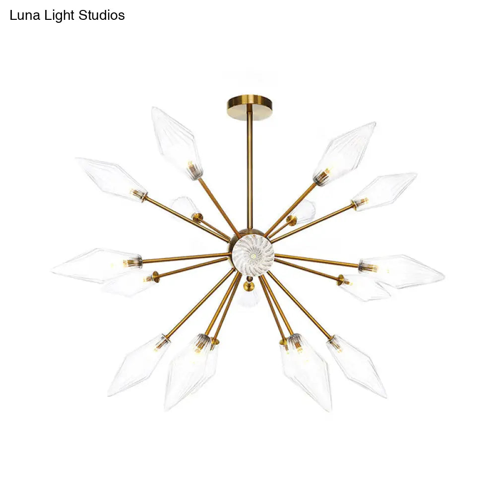 Lámpara de araña colgante vintage con forma de diamante - Cristal ámbar/transparente, 9/12/15 cabezales, barra ajustable para restaurantes