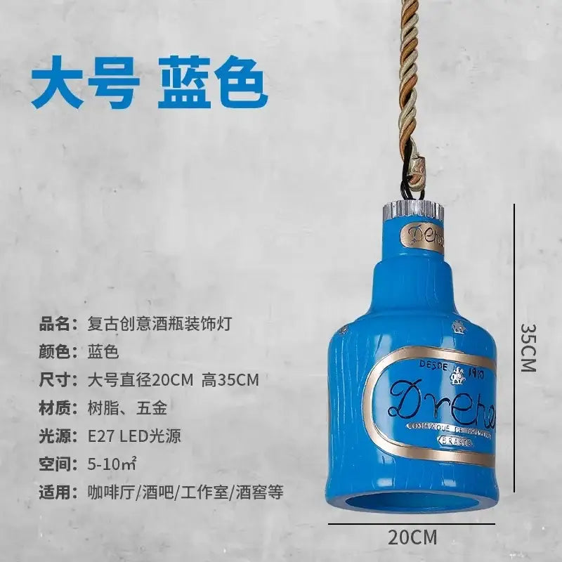 Vintage dreher glass bottle pendant light in vibrant blue resin with metallic silver cap for kitchen island decorbites atmosphere glass pendant