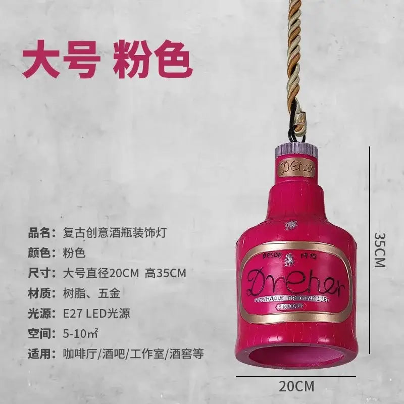 Vibrant pink vintage glass bottle pendant lights with gold accents and braided cord for kitchen island decorbites atmosphere glass