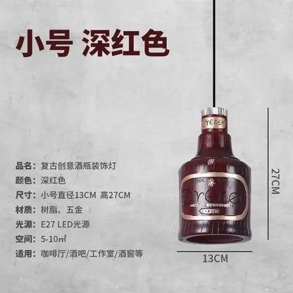 Vintage dreher deep red glass bottle pendant light with metallic cap and label perfect for kitchen island decorbites atmosphere glass pendant