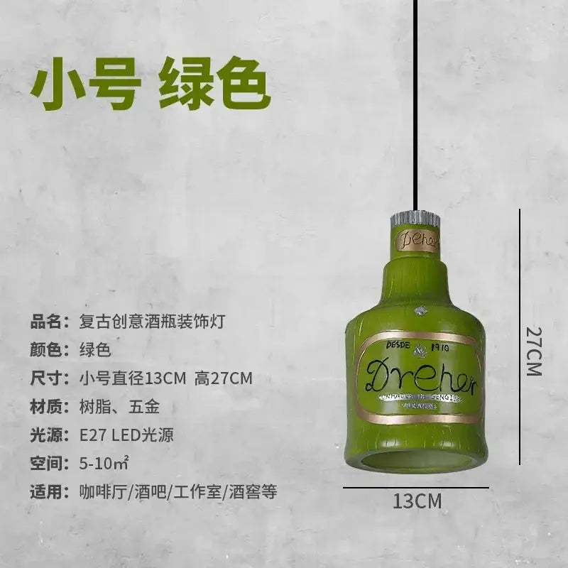 Vintage dreher green glass bottle pendant lights with metallic cap and gold label perfect for kitchen island decorbites atmosphere glass pendant