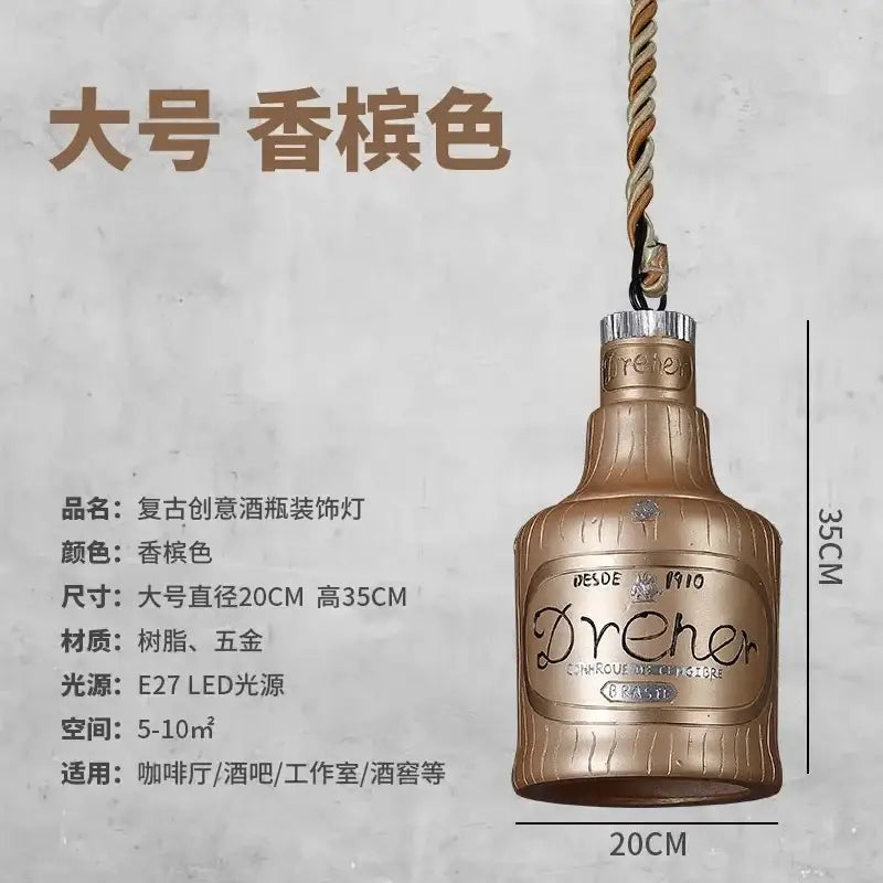 Vintage dreher glass bottle pendant lights with golden textured metallic finish and embossed branding for kitchen island decorbites atmosphere glass pendant