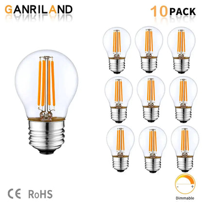 Vintage edison clear glass led globe bulb with silver base and three orange led filaments for bedroom dimmable light