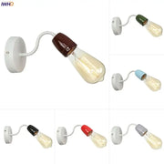 Vintage edison colorful ceramic led wall lamp with white curved arm and exposed bulb for bedroom decorbites wall lamp
