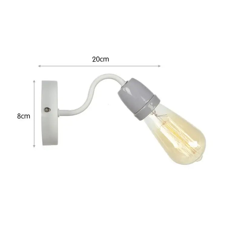 Vintage edison colorful ceramic led wall lamp with white curved arm and exposed filament bulb for bedroom decorbites wall lamp