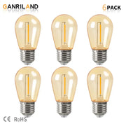 Six-pack of decorbites amber plastic edison-style amber plastic bulbs with metallic screw bases for patio string light