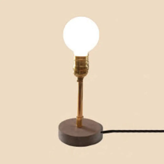 Vintage Exposed Table Lamp with Round Base - Grey Cement for Bedroom Lighting
