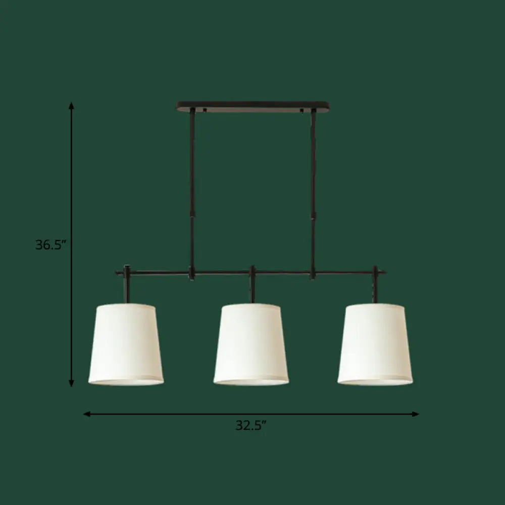 Vintage Fabric Pendant Light with 3 Bulbs – Ideal for Dining Room, White