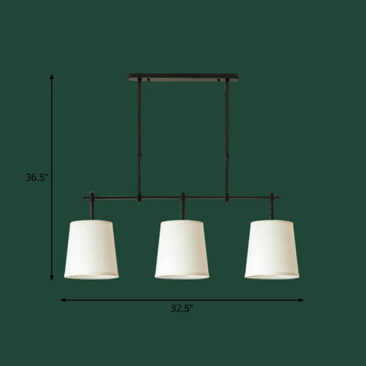 Vintage Fabric Pendant Light with 3 Bulbs – Ideal for Dining Room, White