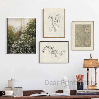 Vintage Farmhouse Landscape Canvas Wall Art - Posters