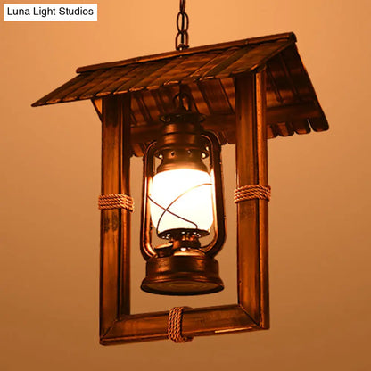 Vintage Fish-Shaped Pendant Light with Opal Glass in Weathered Copper