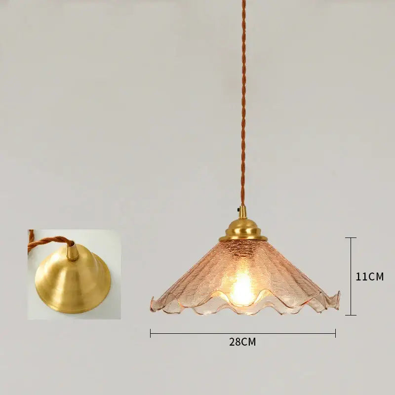 Vintage floral pendant light with warm cracked glass, brass fixture, and twisted cord for decorbites cracked glass decor