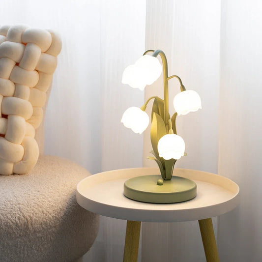 Vintage floral table lamp for the home 5 lily nightstand lamp in 3 color patterns with G4 Led bulbs for bedrooms living