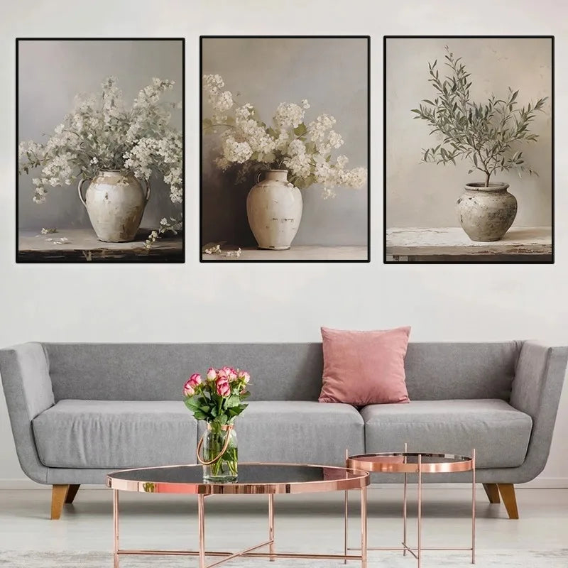 Vintage Floral Vase Canvas Wall Art - Vase