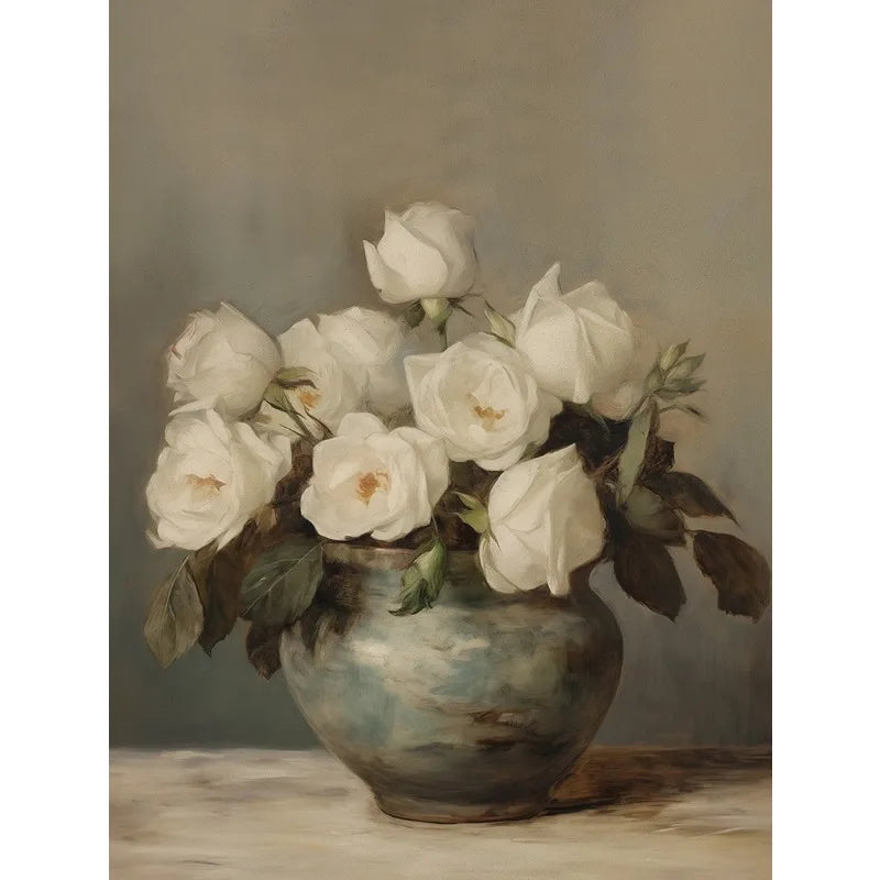 Vintage Floral Vase Canvas Wall Art - 4 / 40X60cm Unframed - Vase