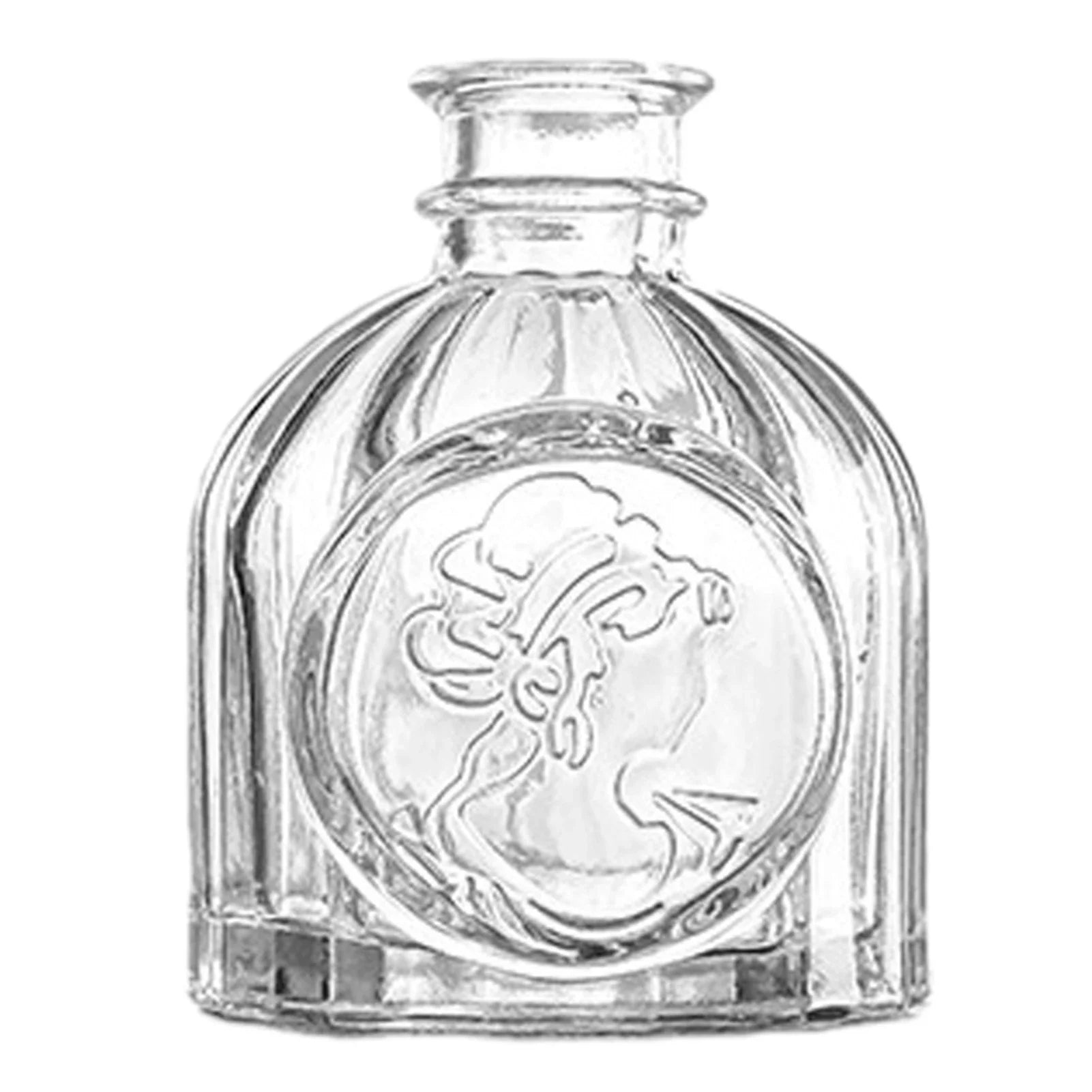 Clear glass vase with faceted octagonal body and embossed design ideal for vintage plant pot decor and pot decor